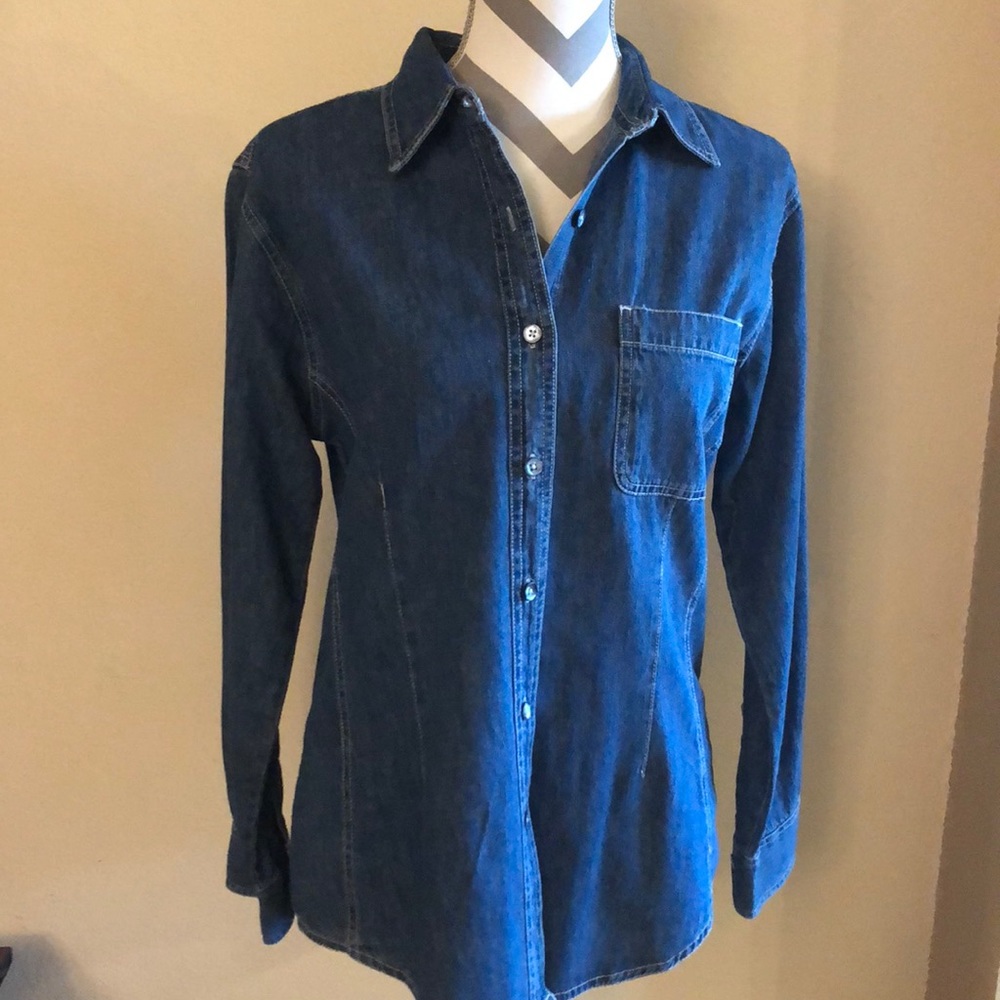 Size med faded glory blue jean shirt vintage